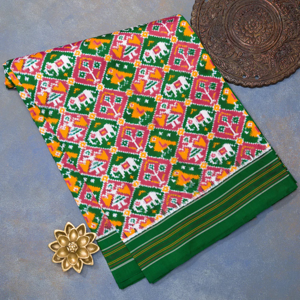 Green Pochampally Ikat Silk Saree – For Sarees