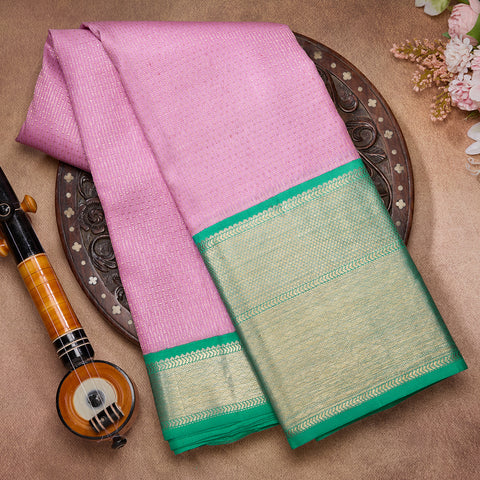 Lavender Acqua Kanjeevaram Brocade Silk Saree