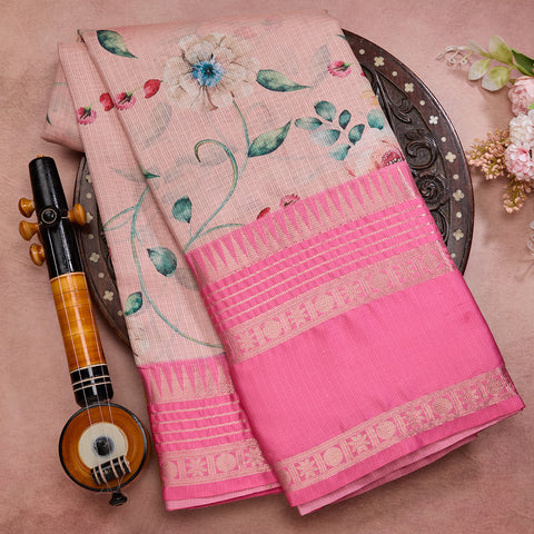 Light Pink Printed Kota Cotton Saree