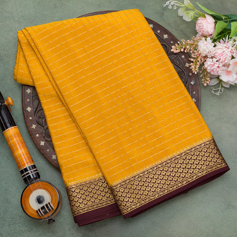 Mustard mysore crepe silk saree