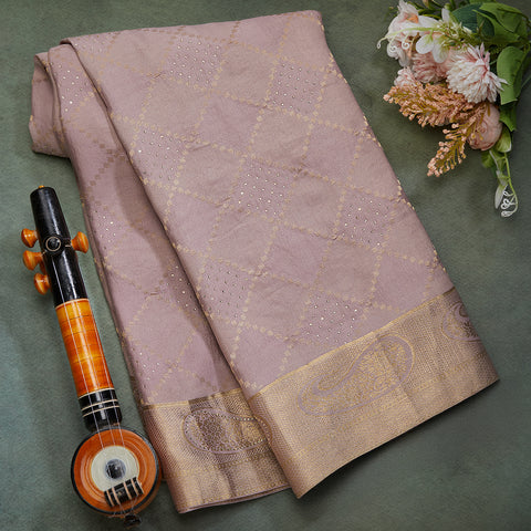 Pale Lavender Pure Mysore Crape Silk Saree