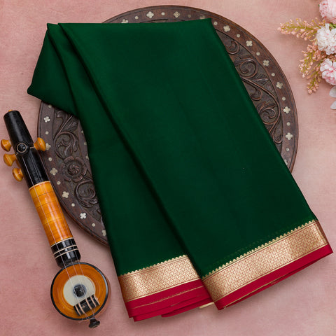 Bottle green mysore crepe silk saree