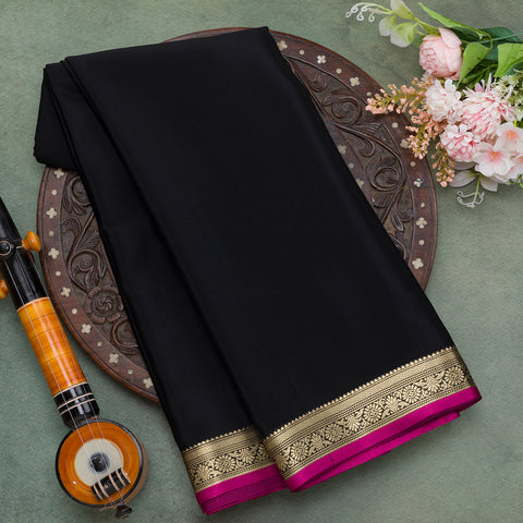 Black mysore crepe silk saree