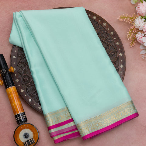 Aqua green mysore crepe silk saree