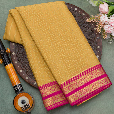 Golden mysore crepe silk saree