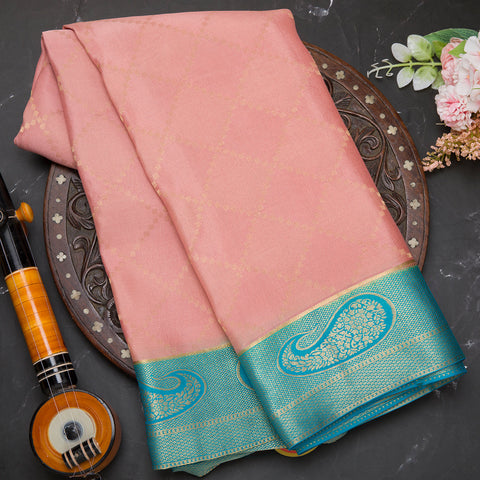 Onion Pink Pure Mysore Crepe Silk Saree