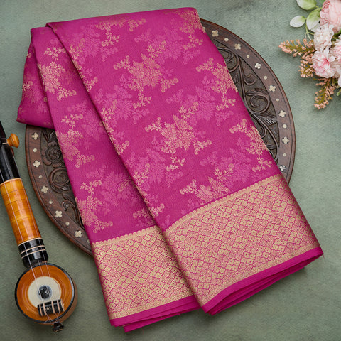 Pink Brocade Pure Mysore Silk Saree