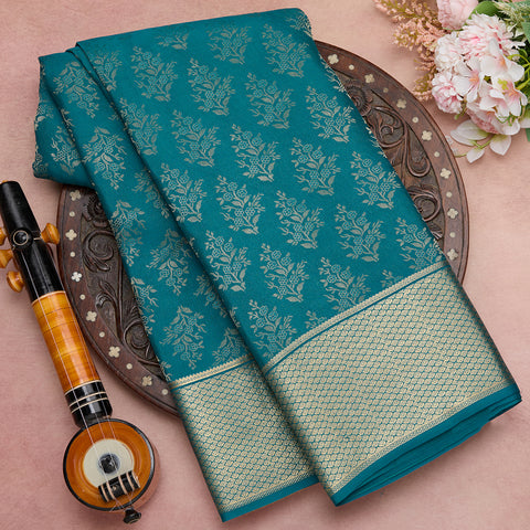 Rama Green Brocade Pure Mysore Silk Saree