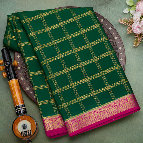 Bottle Green Pure Mysore Silk Saree