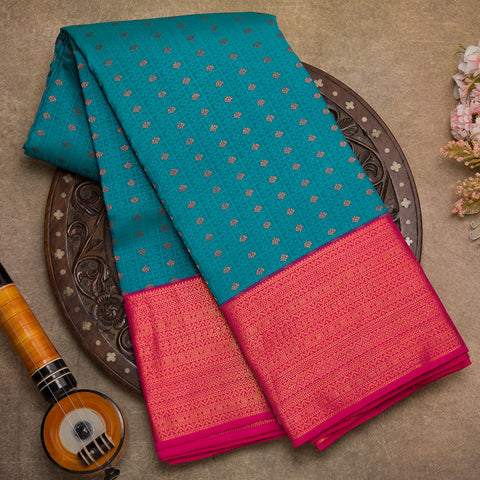 Turqousie Blue Pure Kanjivaram Silk Saree