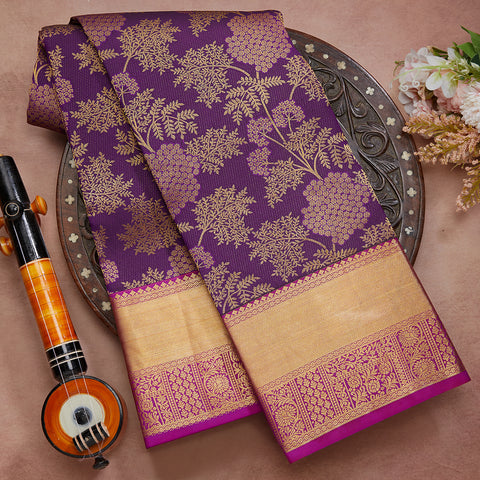 Wine Pure Silk Brocade Saree