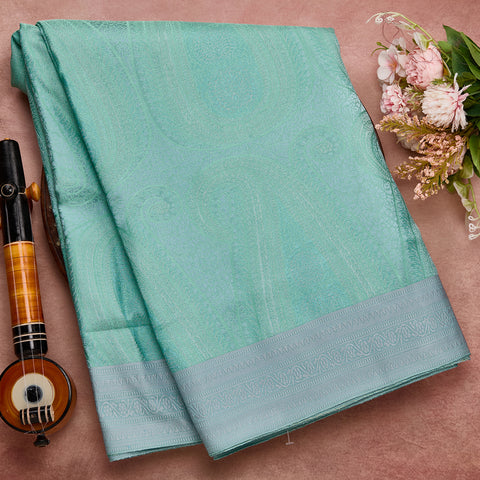 Light Blue pure soft silk saree with tanchoi weaving