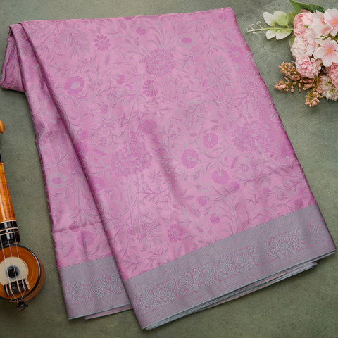 Onion Pink pure silk saree with tanchoi weaving