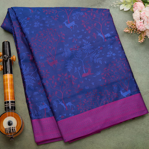 Royal Blue pure silk saree with tanchoi weaving