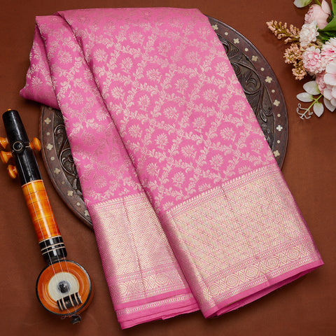 Pink Pure Kanjeevaram Brocade Silk Saree