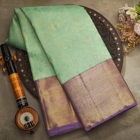 Sea Green Pure Kanjivaram Zari Brocade Silk Saree