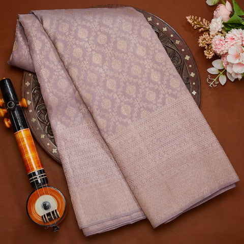 Lavender Pure Kanjeevaram Brocade Silk Saree