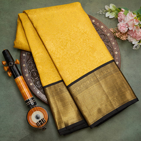 Yellow Pure Kanjeevaram Brocade Silk Saree