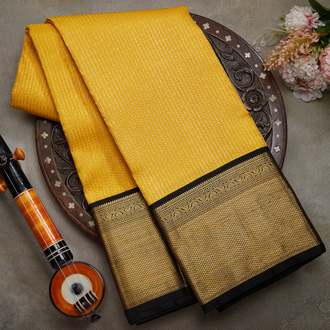 Mustard Pure Kanjeevaram Silk Brocade Saree