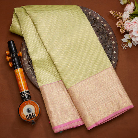 Light Green Pure Kanjeevaram Brocade Silk Saree