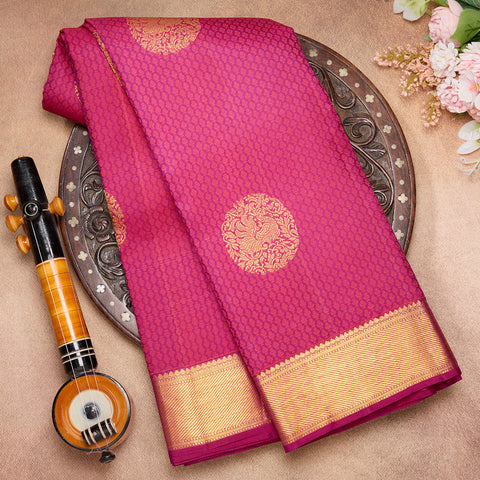 Majenta Pink Traditional Kanjeevaram Silk Saree