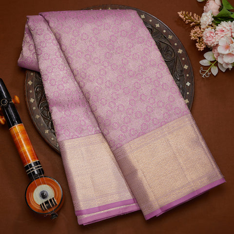 Light Lavender Pure Kanjeevaram Brocade Silk Saree