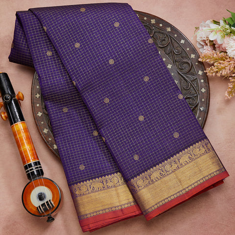 Purple Traditional Pure Kanjeevaram Silk Saree