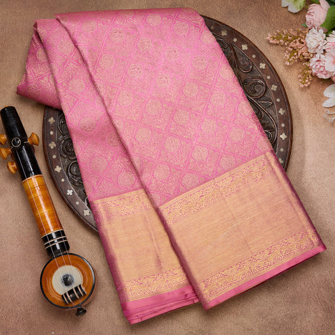 Pastel Pink Kanjeevaram Brocade Silk Saree