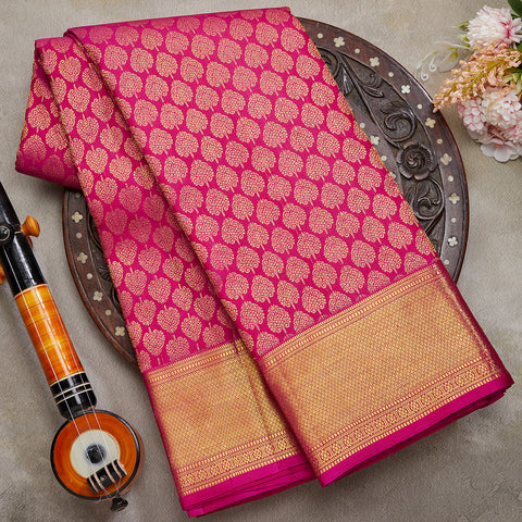 Pink Pure Kanjeevaram Brocade Silk Saree