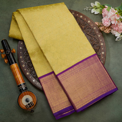 Light Yellow Pure Kanjeevaram Brocade Silk Saree