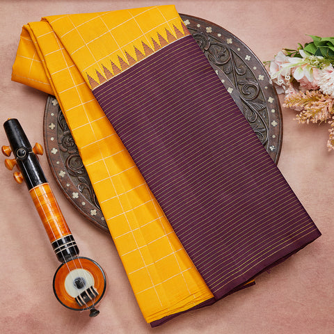 Yellow Pure Silk Designer Saree