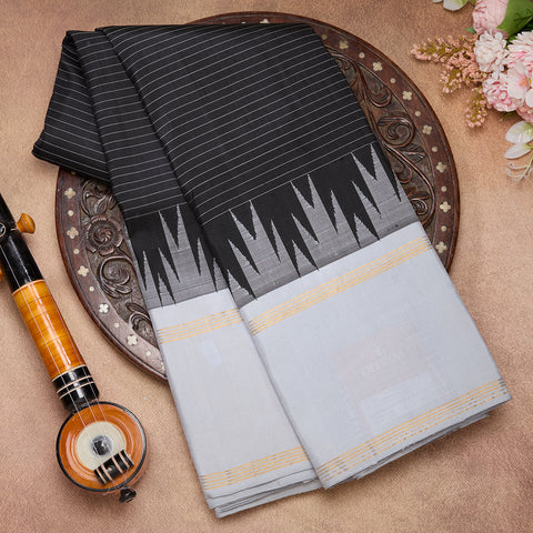 Black with Grey Traditional Kanjeevaram Silk Saree