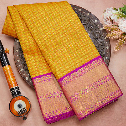 Mustard Yellow Traditional Kanjeevaram Silk Saree