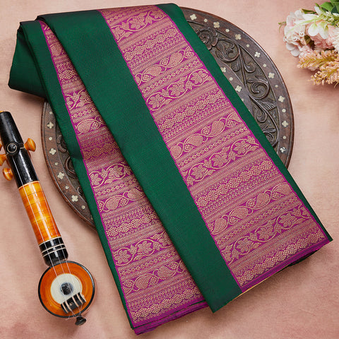 Bottle Green Pure Kanjeevaram Silk Saree