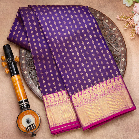 Purple with Majenta Traditional Kanjeevaram Silk Saree