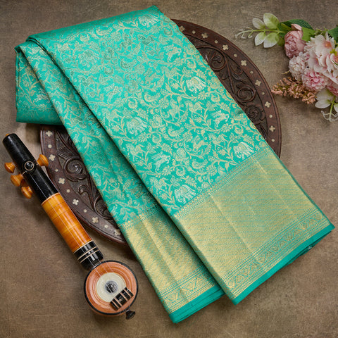 Rama Green Pure Kanjeevaram Brocade Silk Saree