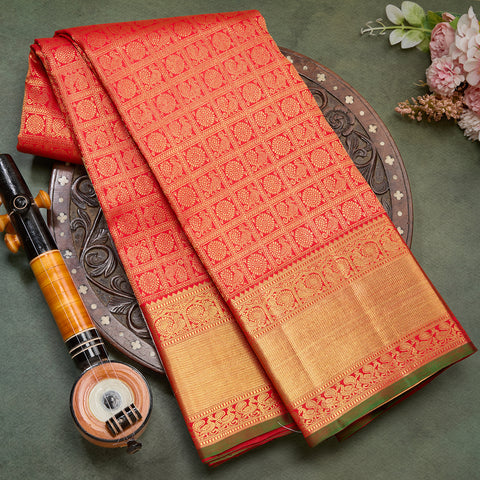 Red Pure Kanjeevaram Brocade Silk Saree