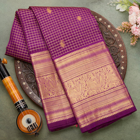 Dark Purple pure kanjivaram silk saree