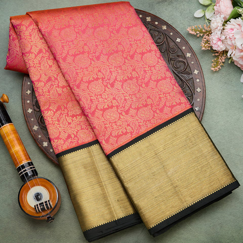 Orange Pure Kanjeevaram Brocade Silk Saree