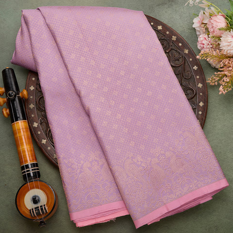 Light Lavender brocade pure kanjivaram silk saree