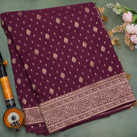 Wine semi silk saree