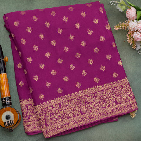 Magenta pink semi silk saree