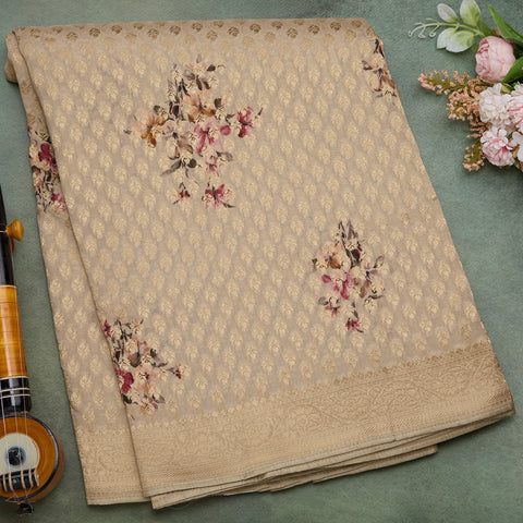 Beige Dola Silk Saree