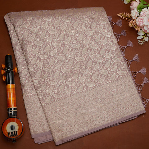 Light Lavender Banarasi Silver Jari Silk Saree