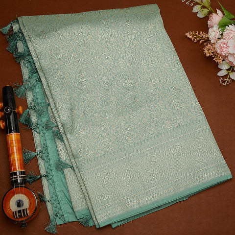 Light Blue Banarasi Silver Jari Silk Saree