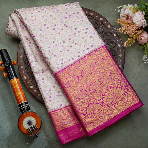 Light Lavender Semi Silk Tissue Brocade Saree