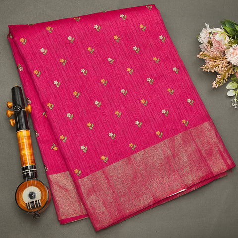 PinkSemi Tussar Silk Saree