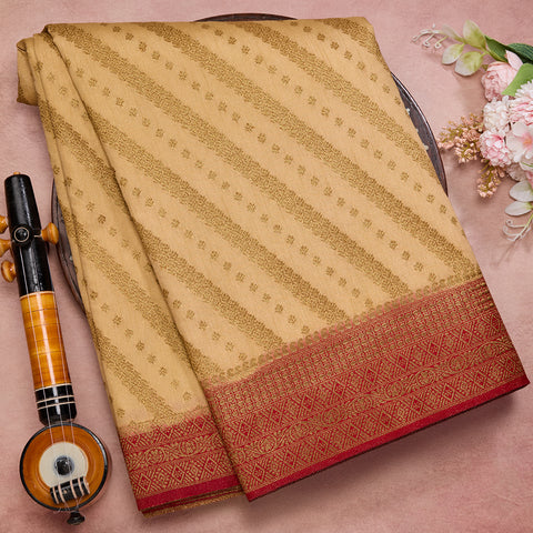 Gold Dupion Silk Saree