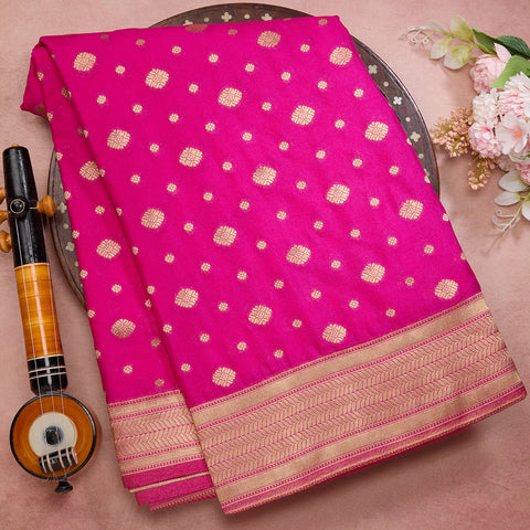 Rani Pink Semi Crape Silk Saree