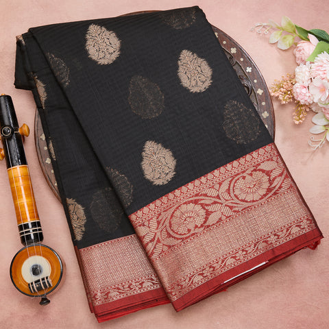 Black Banarasi Cotton Silk Saree